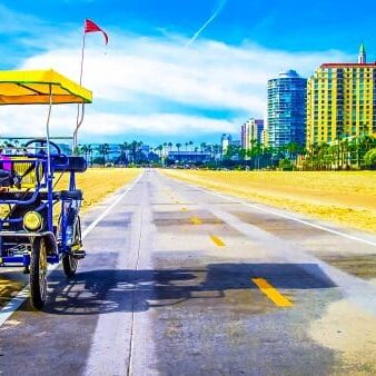 Long Beach Shoreline Walk with pram and family
